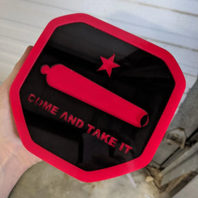 Come and Take It Badge - Fits 2019+ (5th Gen) Dodge® Ram® Tailgate -1500, 2500, 3500 - Black and Red
