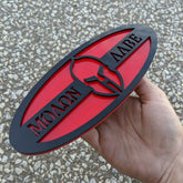 Molon Labe Oval Badge - 9 inch - Black on Red (Multiple Vehicles)