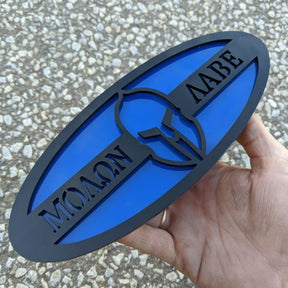 Molon Labe Badge - Fits 2015-2019 F150® Grille or Tailgate - Black on Blue