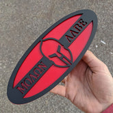 Molon Labe Oval Badge - 9 inch - Matte Black on Red (Multiple Vehicles)