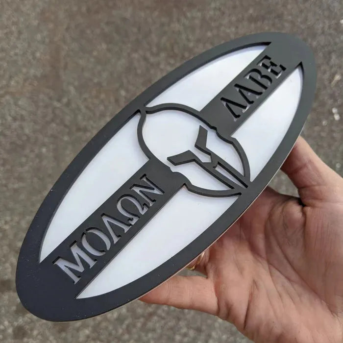 Molon Labe Oval Badge - 9 inch - Choose your Colors (Multiple Vehicles)