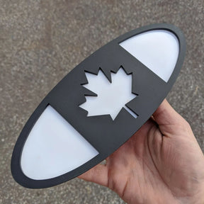 Canada Oval Badge - 9 inch - Matte Black on White (Multiple Vehicles)