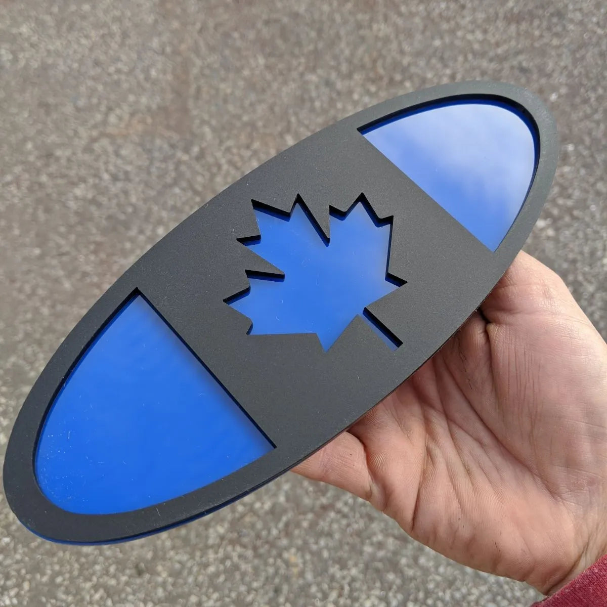 Canada Flag Badge - Fits 2015-2019 F150® Grille or Tailgate - Matte Black on Blue