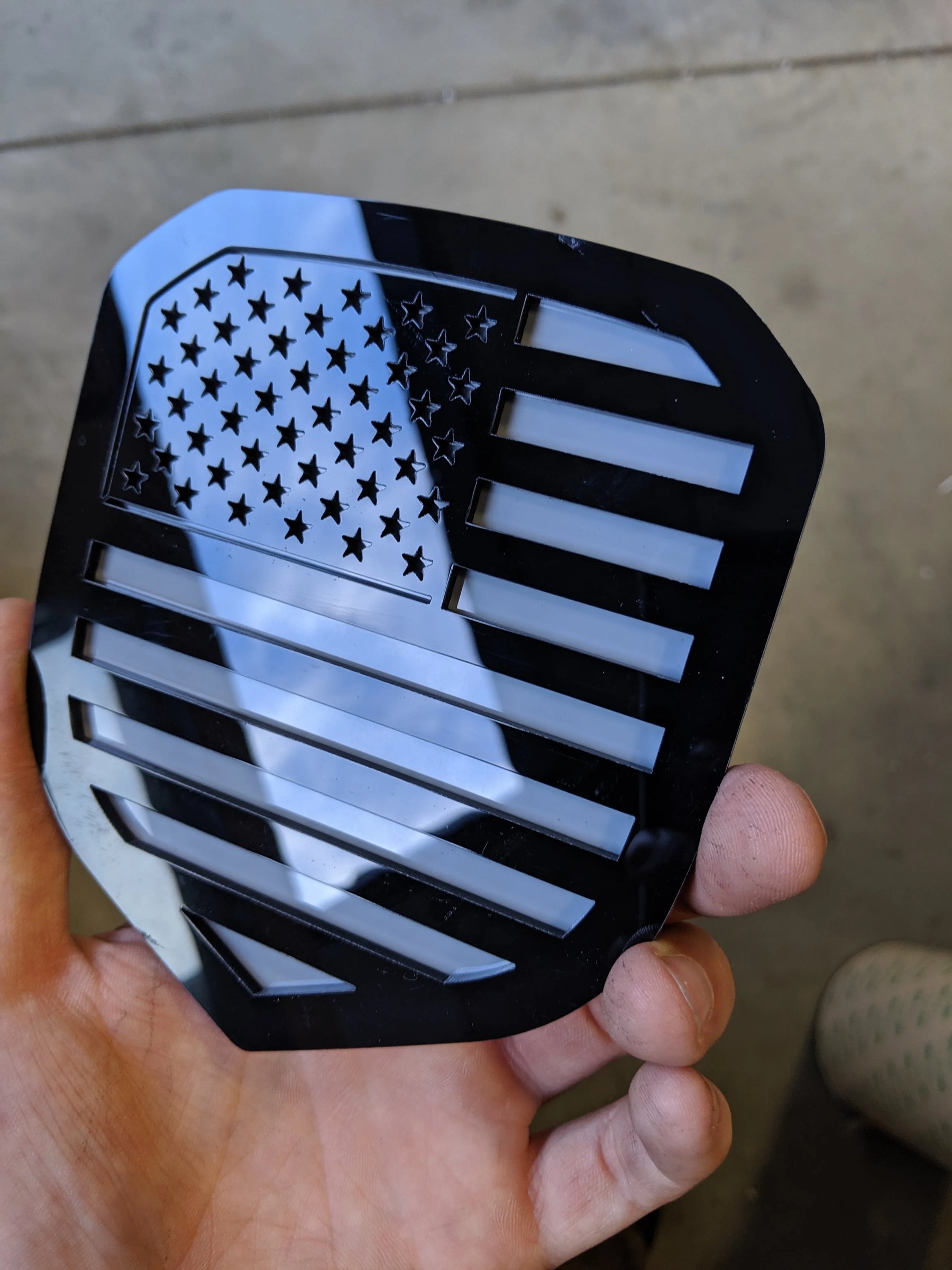 American Flag Badge - Fits 2013-2018 Dodge® Ram® Grill - Black on Gray