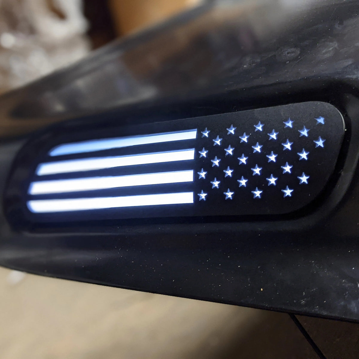 LED American Flag Hood Badges - Fits 2019+ Ram 2500/3500® - Matte Black, White LED