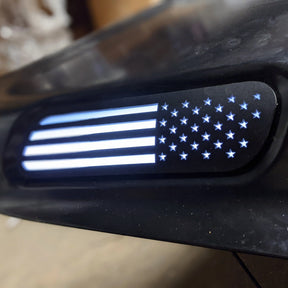 LED American Flag Hood Badges - Fits 2019-2025 Ram 2500/3500® - Matte Black, White LED