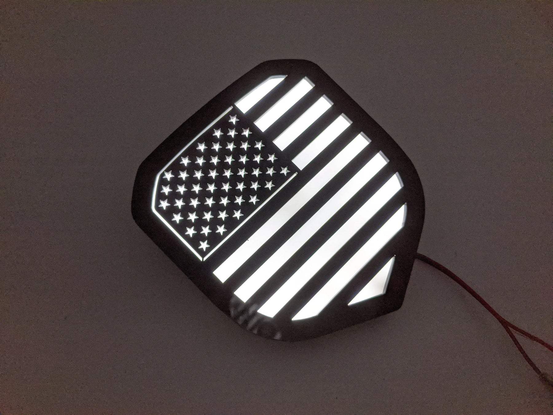 LED American Flag Badge - Fits 2013-2018 Dodge® Ram® Grille -1500, 2500, 3500 - Black w/White LED