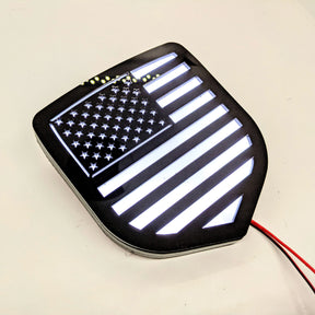 LED American Flag Badge - Fits 2009-2012 Dodge® Ram® Grille -1500, 2500, 3500 - Black w/White LED