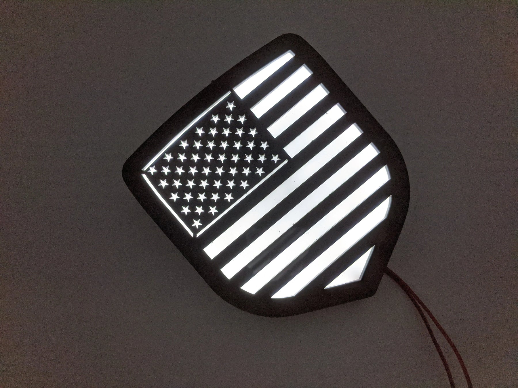 LED American Flag Badge - Fits 2009-2012 Dodge® Ram® Grille -1500, 2500, 3500 - Black w/White LED