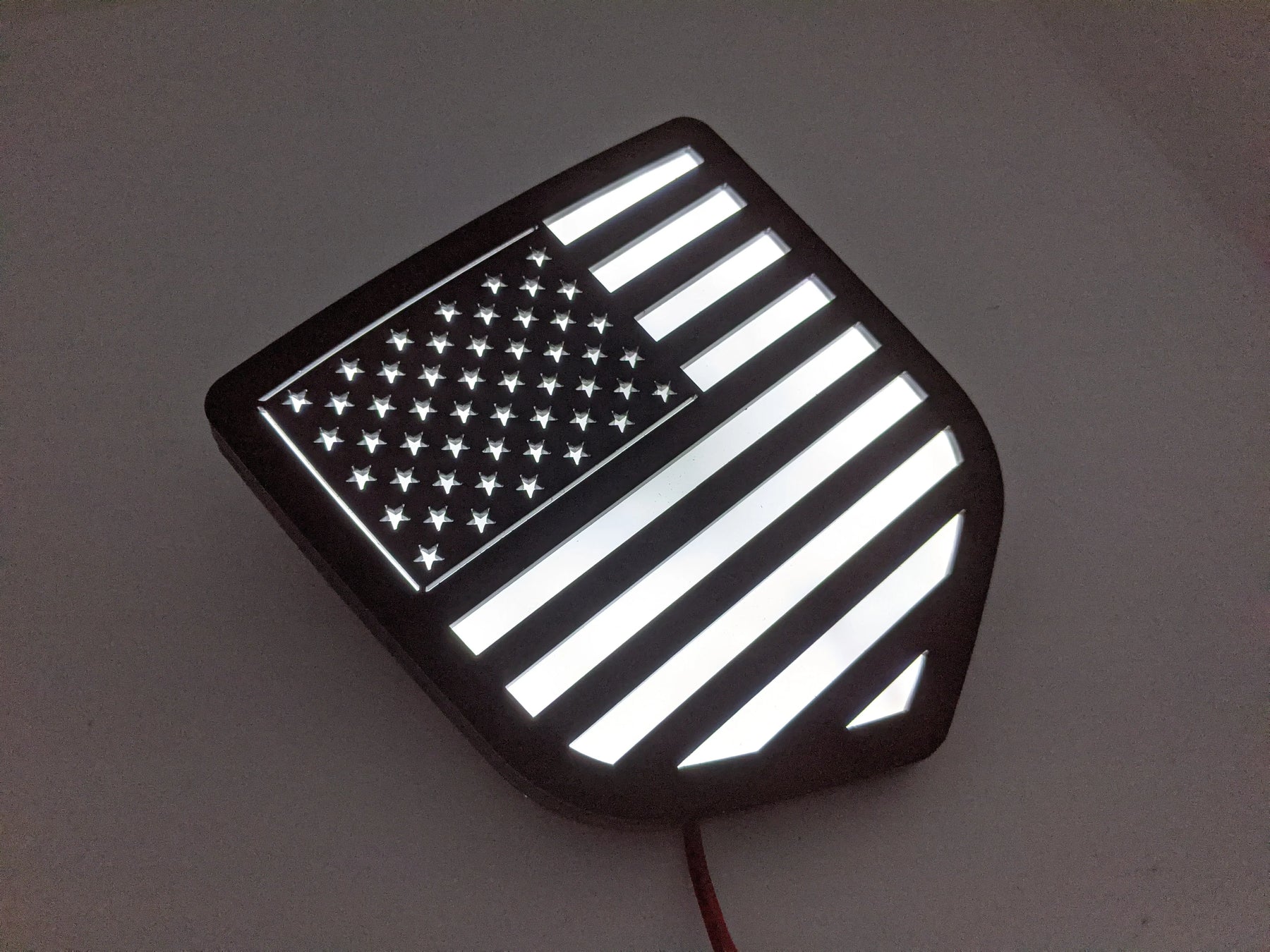 LED American Flag Badge - Fits 2009-2018 Dodge® Ram® Tailgate -1500, 2500, 3500 - Black w/White LED