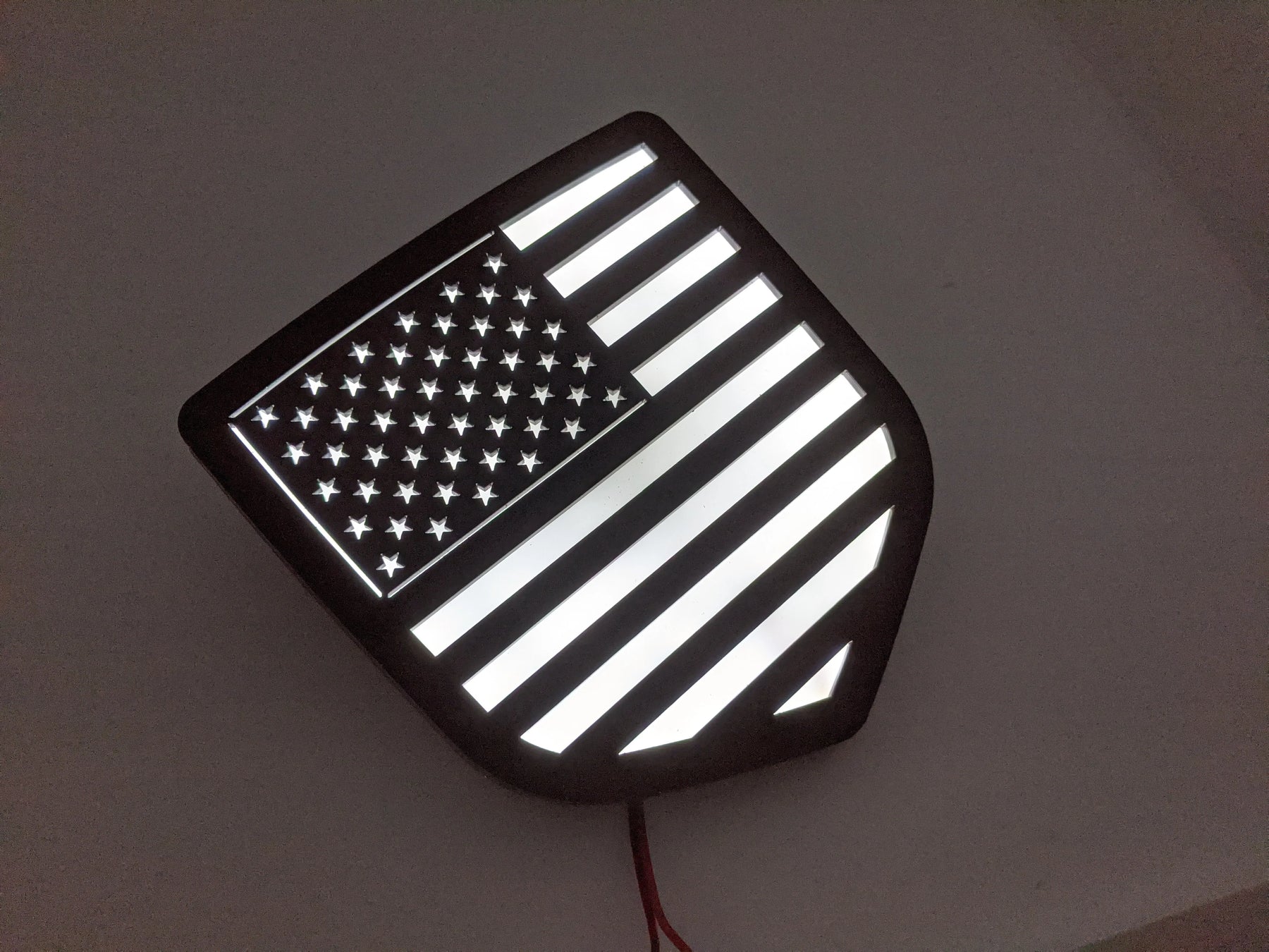 LED American Flag Badge - Fits 2009-2018 Dodge® Ram® Tailgate -1500, 2500, 3500 - Black w/White LED