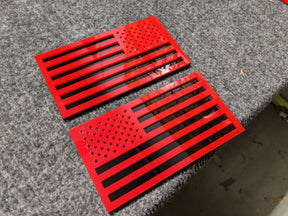 American Flag Fender Badges - Pair - Universal Fit - Red on Black