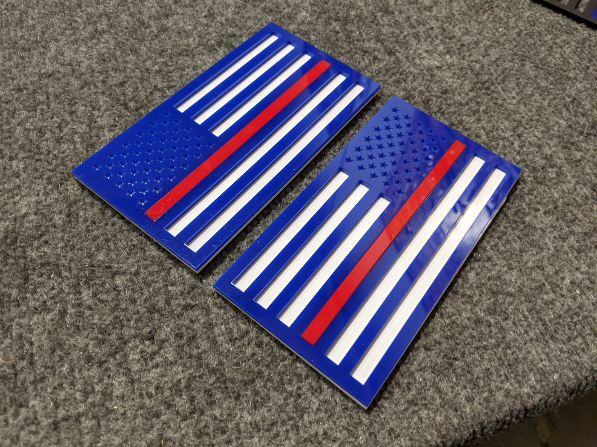 American Flag Fender Badges - Pair - Universal Fit - Blue on White