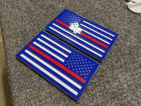 American Flag Fender Badges - Pair - Universal Fit - Blue on White