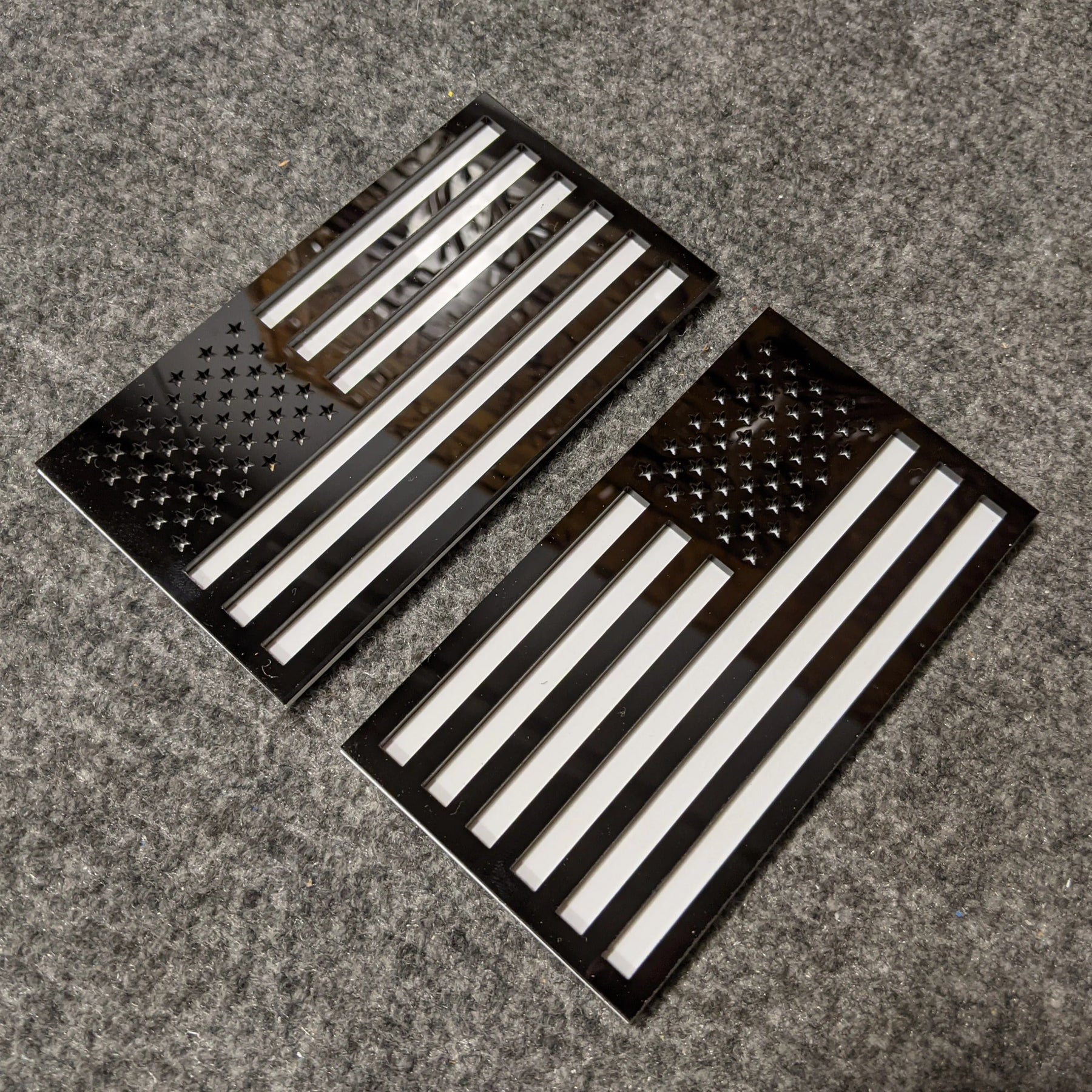 American Flag Fender Badges - Pair - Universal Fit - Black on White