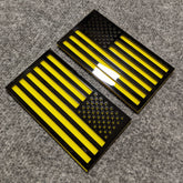 American Flag Fender Badges - Pair - Universal Fit - Black on Yellow