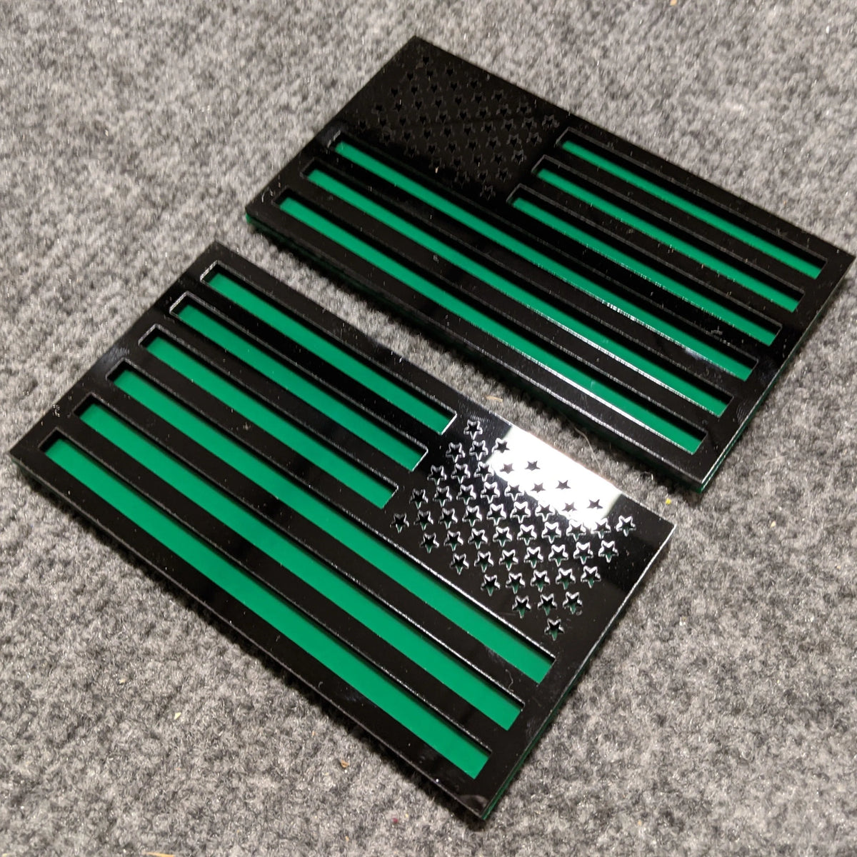American Flag Fender Badges - Pair - Universal Fit - Black on Green