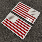 American Flag Fender Badges - Pair - Universal Fit - White on Red