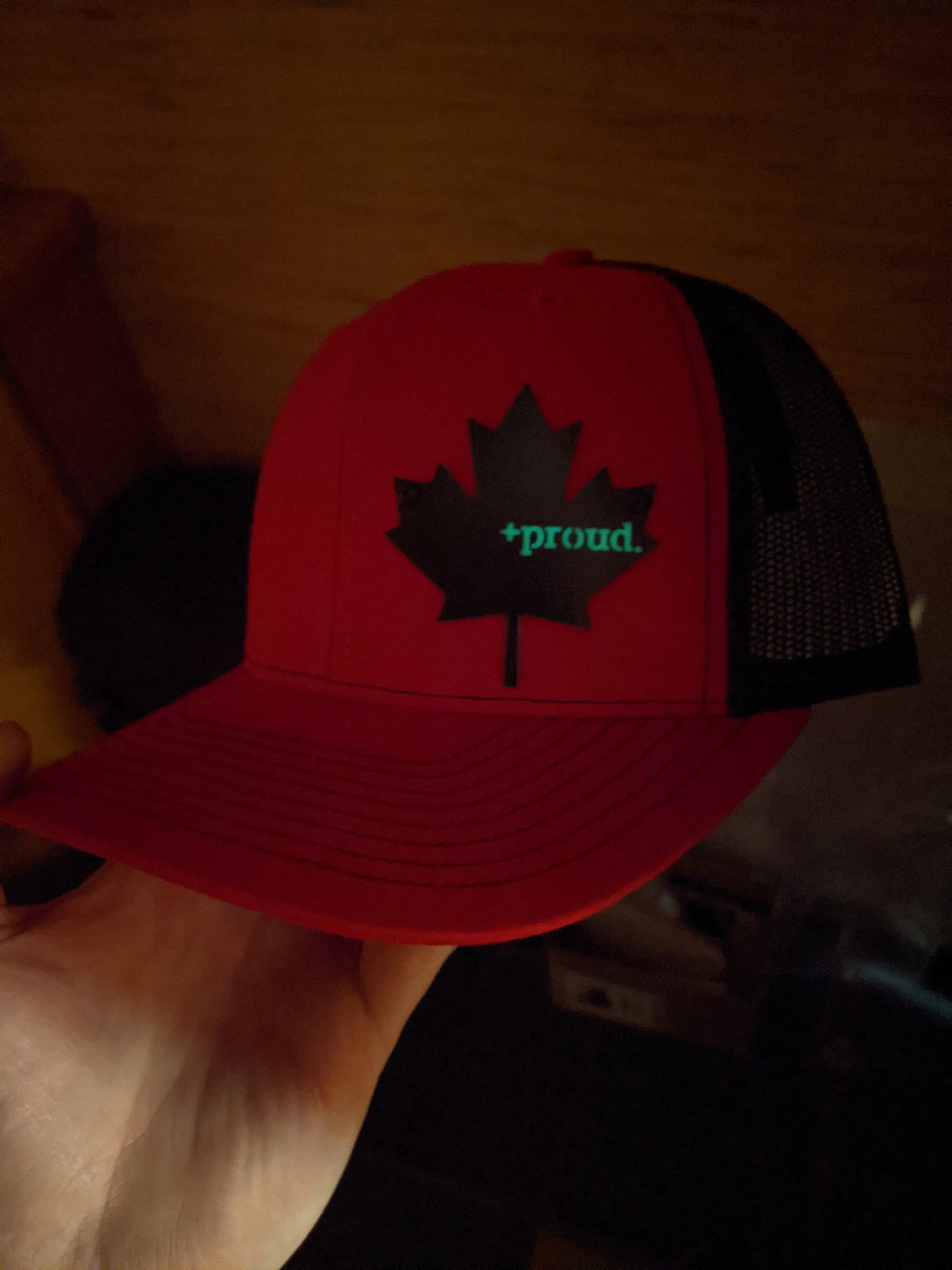 Canadian and Proud Badge Hat - Black and Glow Badge