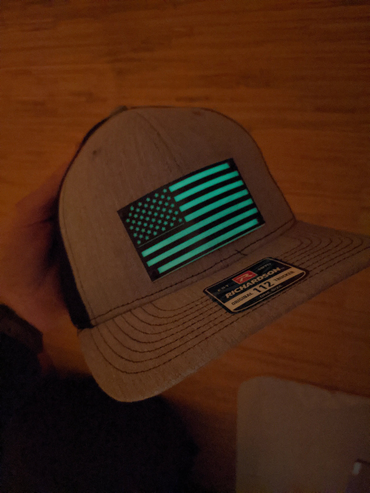 American Flag Badge Hat - Black and Glow Badge