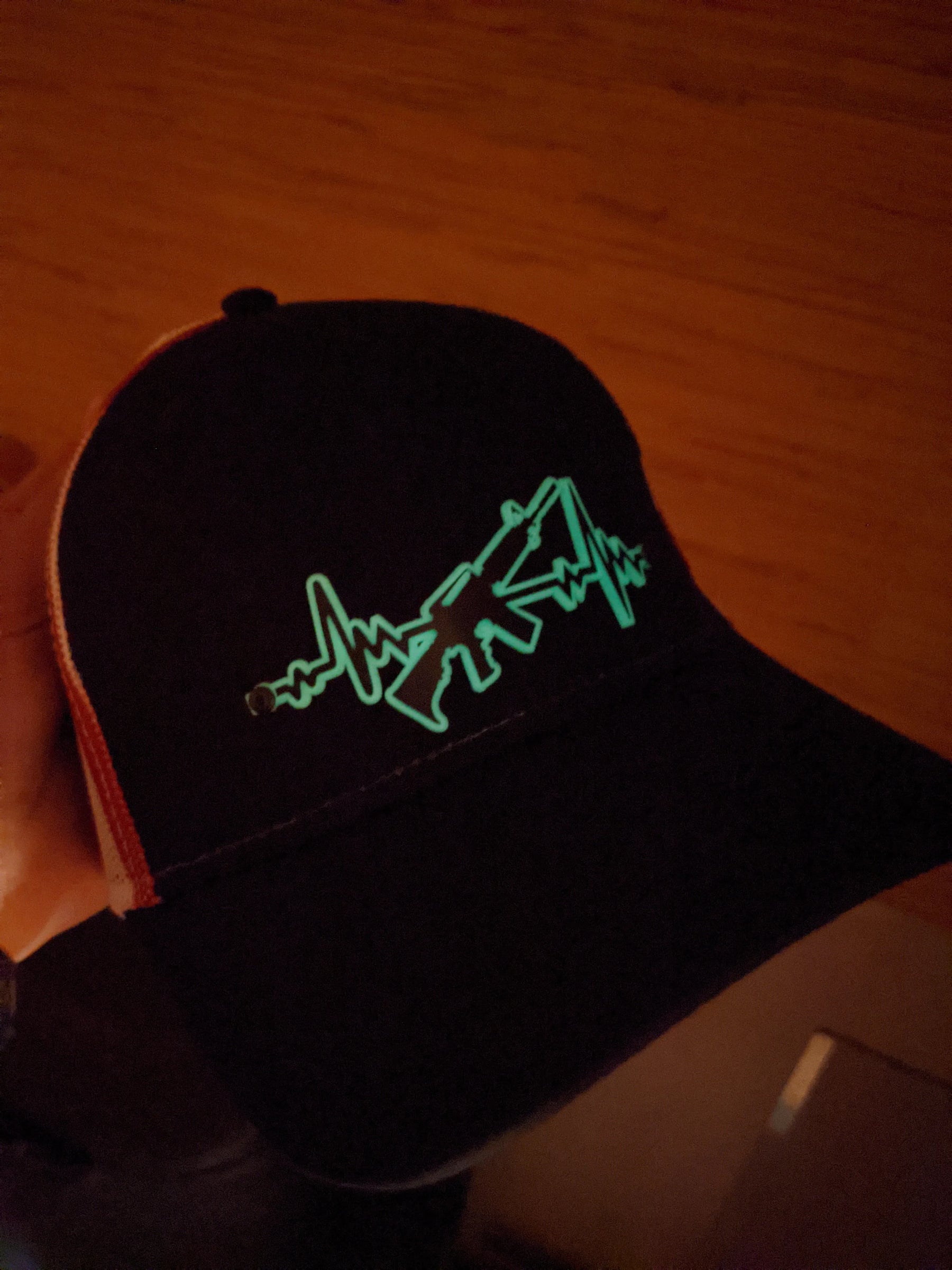 AR Heartbeat Badge Hat - Black and Glow on Stars and Stripes