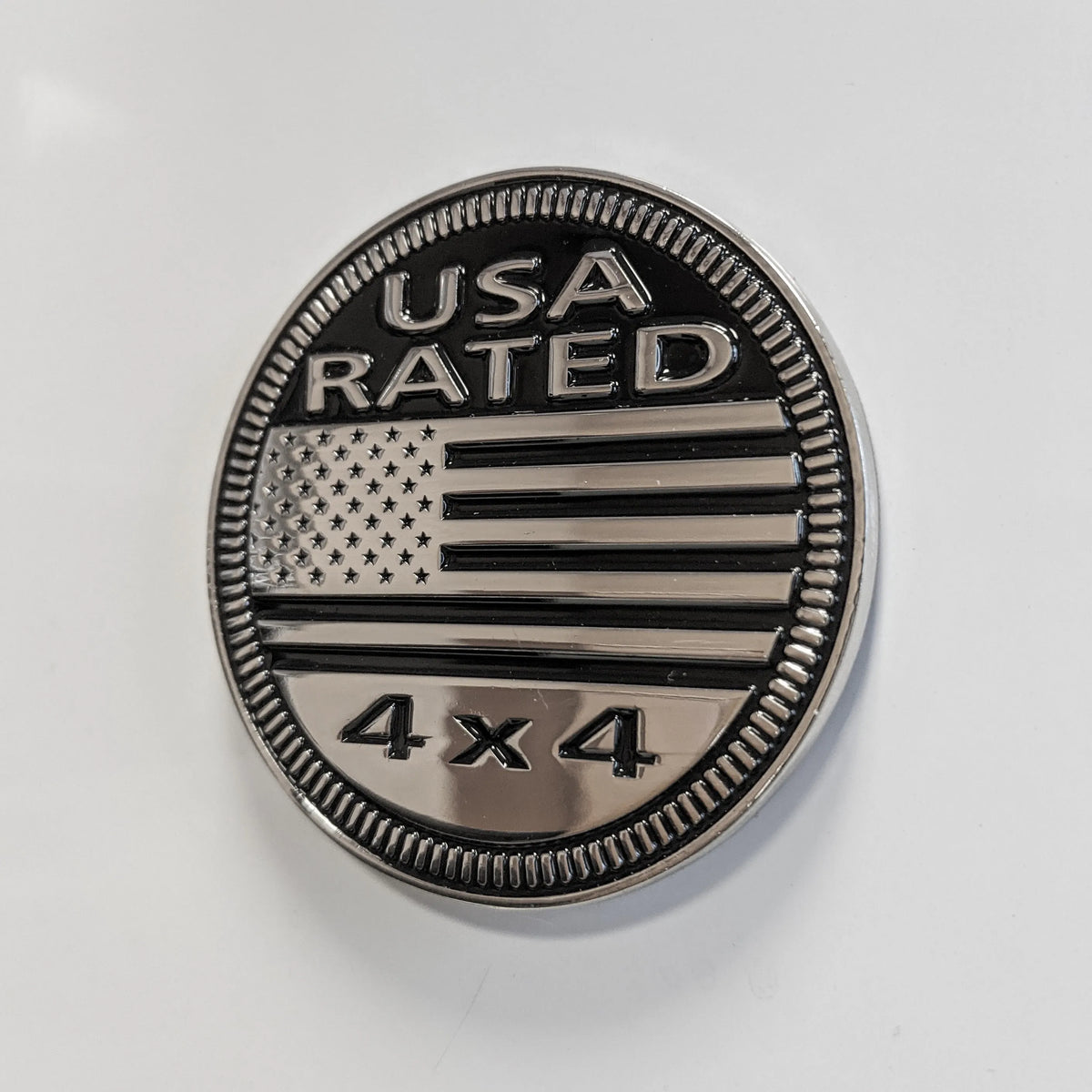 USA Rated Badge - Jeep® Trail Rated® Replacement Badge - Solid Metal - Polished and Black