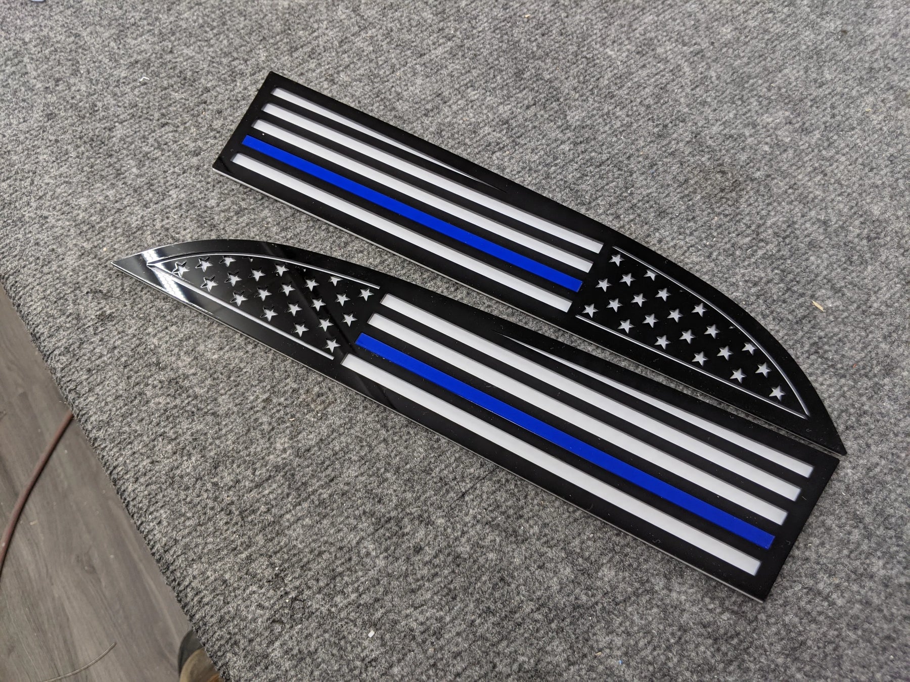American Flag Badges - Fits 2011-2016 Super Duty® - Black on White w/Thin Blue Line