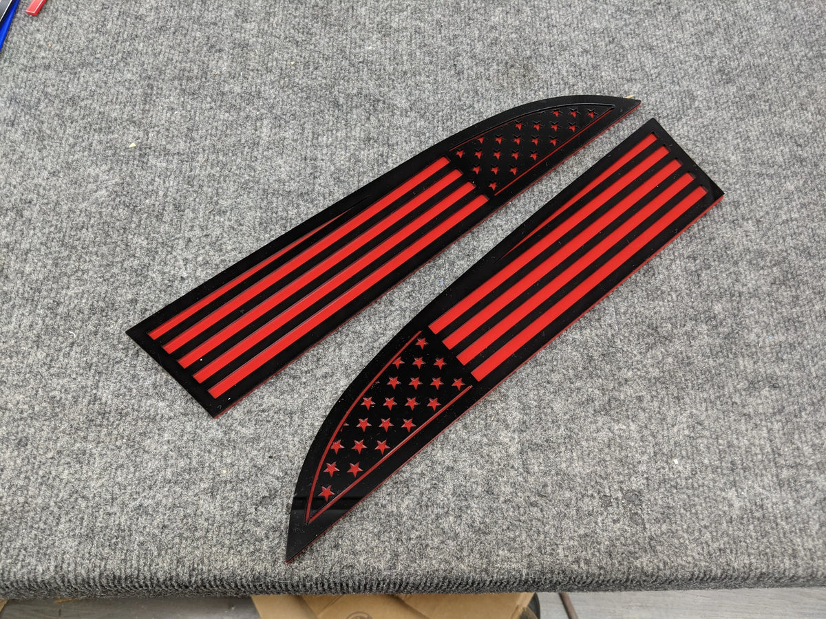 American Flag Badges - Fits 2011-2016 Super Duty® - Black on Red