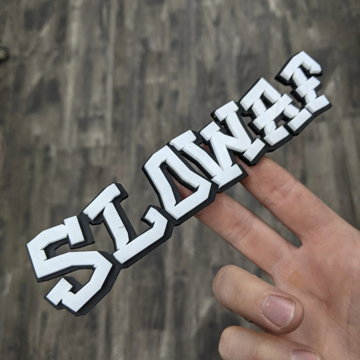 Custom Text Vehicle Badge - Graffiti Font - Dual Layer - Multiple Colors Choices Available