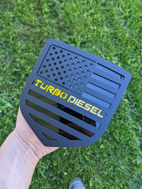 American Flag Turbo Diesel Badge - Fits 2006-2022 Dodge® RAM® -1500, 2500, 3500 - Multiple Colors Available