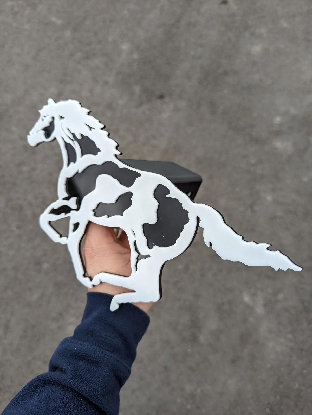 Horse Hitch Cover - White on Gloss Black