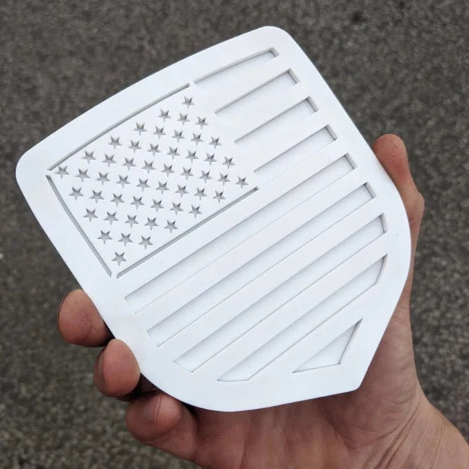 AMERICAN FLAG BADGE - FITS 2009-2012 DODGE® RAM® GRILLE - 1500, 2500, 3500 - White on White