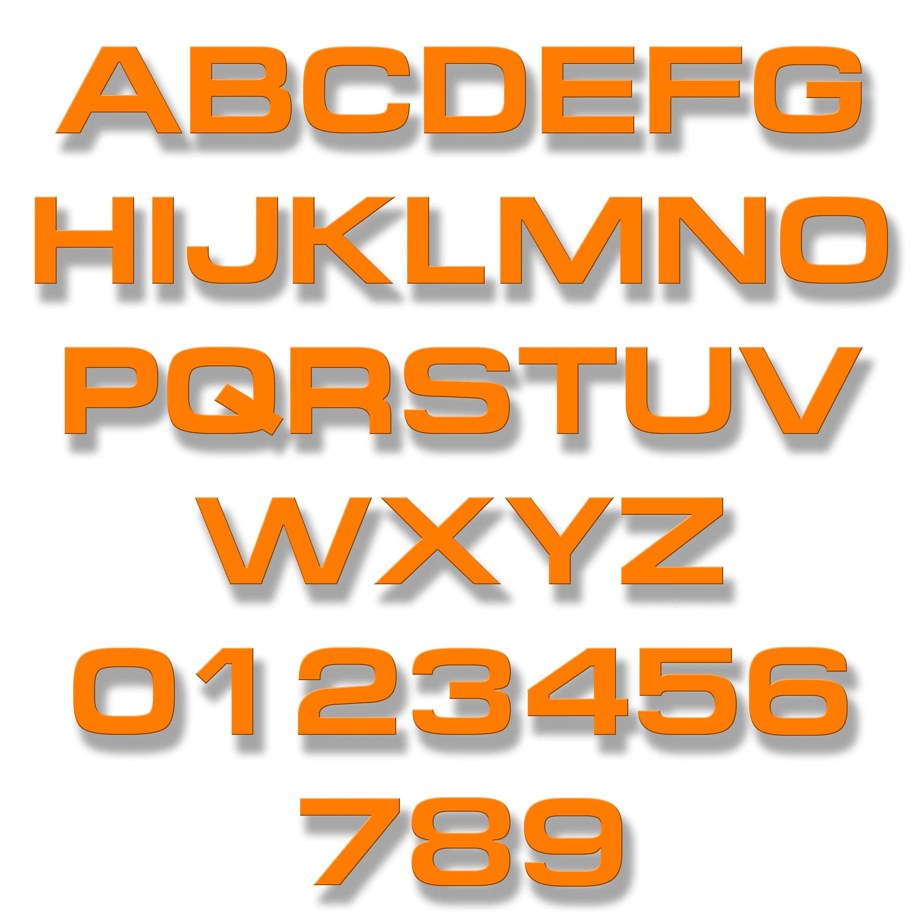 Individual letters - Build Tough Font - Orange